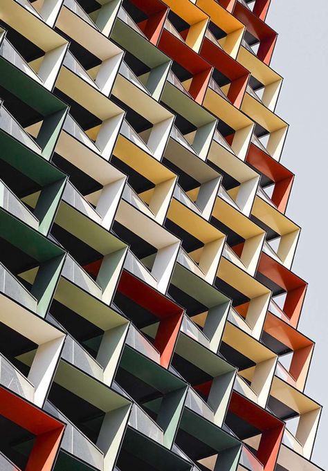 Sitting on a 900sqm block, A’Beckett Tower is a prototype for high-density residual infill. The transition from podium to tower is treated non-traditionally,... Tessellation Architecture, Pattern In Architecture, Colourful Architecture, Architecture Pattern, Interior Design Degree, Architecture Cool, Architectural Pattern, Colour Architecture, Geometric Architecture