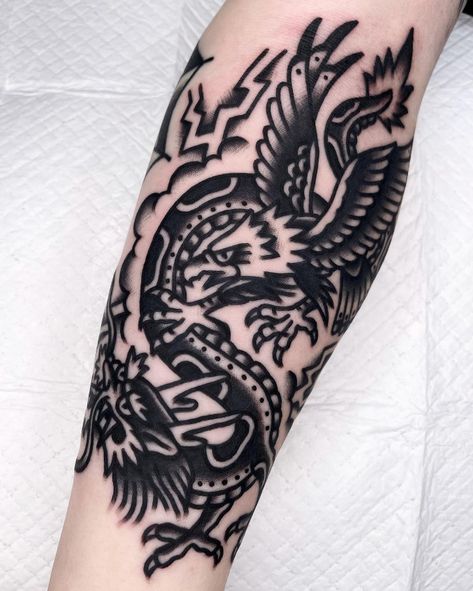 Traditional Dragon Tattoo Black, American Traditional Dragon Tattoo Black, American Traditional Dragon Tattoo, Dragon Tattoo Black, American Traditional Dragon, Traditional Dragon Tattoo, Traditional Dragon, Vintage Tattoo Design, Traditional Rose