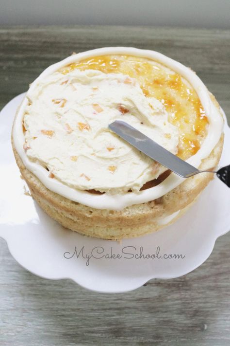 Peaches and Cream Layer Cake Recipe is super moist and flavorful! Peaches And Cream Cake, Cream Cheese Frosting Cake, Cake From Scratch, Layer Cake Recipes, Peach Cake, Salty Cake, Peaches And Cream, Summer Cakes, Canned Peaches