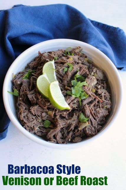 Tender shredded meat flavored with lime and chiles makes a delicious filling for tortillas or topping for a burrito bowl. This barbacoa inspired recipe is perfect for venison or beef roast. Plus the instant pot or slow cooker does most of the work for you. Venison Barbacoa, Pulled Venison, Beef In The Instant Pot, Venison Backstrap, Venison Roast, Slow Cooker Barbacoa, Deer Meat Recipes, Grilled Pork Tenderloin, Deer Meat