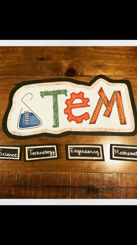 Stem Display Board, Stem Posters For Classroom, Stem Sign Classroom, Stem Poster Ideas, Stem Bulletin Board Ideas Preschool, Stem Poster Design, School Exhibition Ideas Display, Stem Decorations, Stem Lab Design