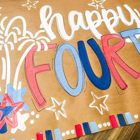 Another banner just dropped for purchase for the Fourth of July and up for a giveaway! 🤩🇺🇸 Fourth Of July Sign, Fourth Of July Banner, Painted Banners, Diy Party Banner, Palette Painting, Artsy Ideas, Forth Of July, Banner Ideas, Birthday Banners