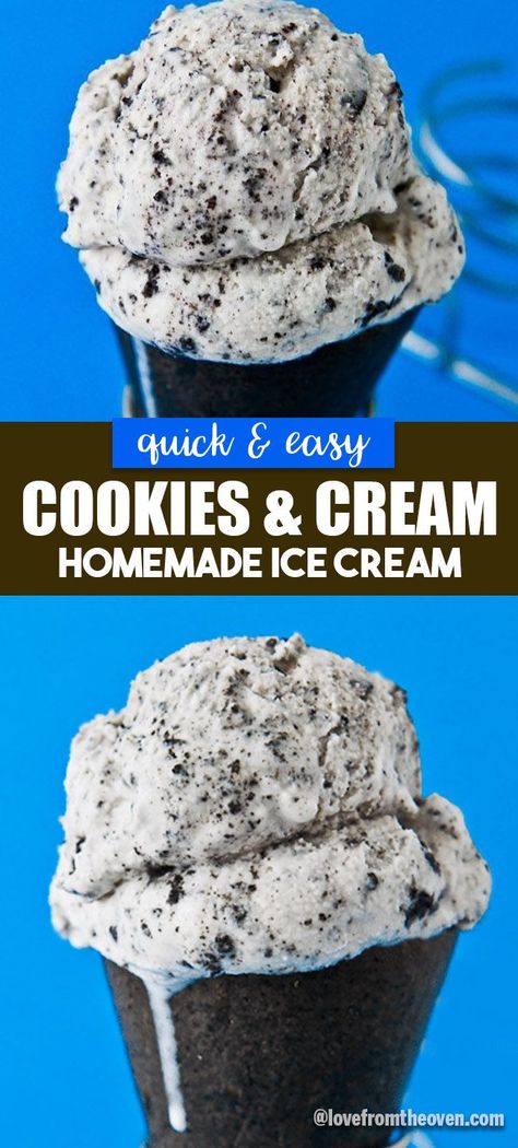 Churn Ice Cream Recipes, Kitchen Aid Ice Cream Recipes, Homemade Ice Cream Recipes Machine, Kitchen Aid Ice Cream, Kitchenaid Ice Cream Maker, Cookie Monster Ice Cream, Cookies And Cream Ice Cream, Easy Homemade Cookies, Ice Cream Recipes Machine