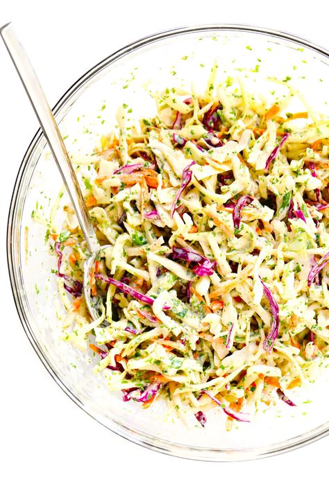 Healthy Slaw, Best Shrimp Taco Recipe, Coleslaw Dressing Recipe, Lime Slaw, Spicy Shrimp Tacos, Cilantro Lime Slaw, Shrimp Taco Recipes, Homemade Coleslaw, Slaw Recipe