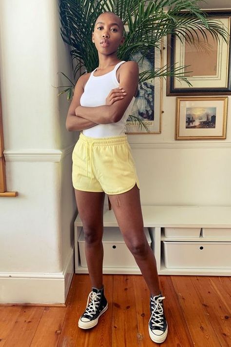 These Lemon Yellow 90'S Inspired Jersey Mini Runner Shorts Are The Perfect Pair To Rock This Season. Whether You'Re Chilling Out At Home Or Having A Jog, Add That Sporty Spin To Your Look For A Nod To The Athleisure Trend We Love. 85% Polyester, 15% Viscose. Machine Wash. Jersey Shorts Outfit, Linen Shorts Outfit Summer, Runner Shorts, Yellow Jersey, Outfits Mit Shorts, Athleisure Trend, Summer Shorts Outfits, Neue Outfits, Tiger T Shirt