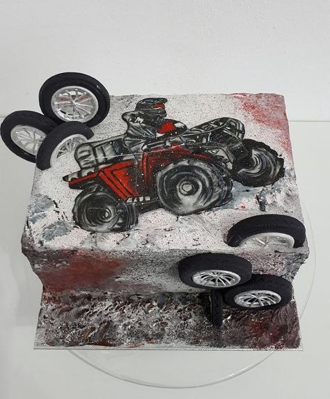 Quad Birthday Cake, Piping Peonies, Birthday For A Man, Motorbike Cake, Motorcycle Cake, 30 Birthday Cake, 30th Bday, Car Cake, 4 Wheeler