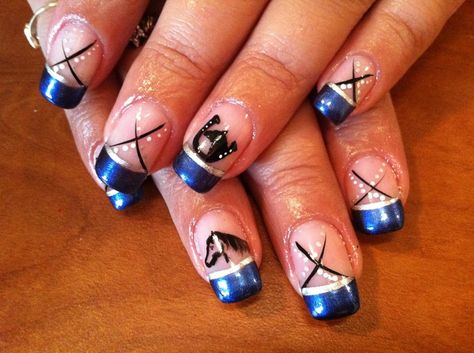 Equestrian Nails, Country Girl Nails, Horse Nail Art, Elegant Sport, Rodeo Nails, Horse Nails, Animal Nail Designs, Unicorn Nail Art, Face Nails