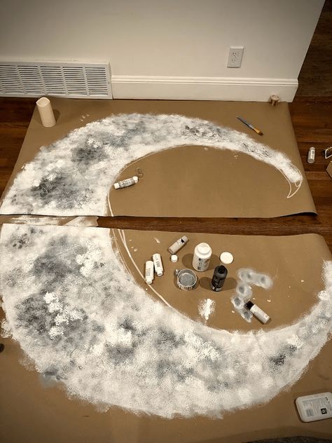 How to Make a DIY Giant Crescent Moon Moon Cut Out, Diy Moon Backdrop, Paper Moon Diy, Diy Clouds Decorations, Moon Party Ideas, Moon Backdrop, Moon Decoration, Diy Moon, Moon Costume