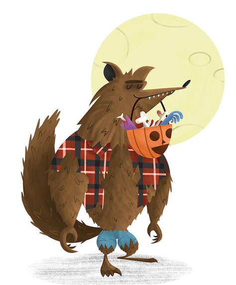 Werewolf Illustration, Picture Books Illustration, Childrens Books Illustrations, Halloween Illustration, Childrens Illustrations, Children's Book Illustration, Children's Books, Student Art, Halloween Art