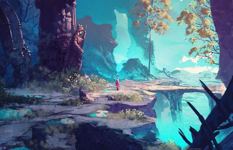 Concept Art Landscape, Illustration Fantasy, Environment Art, Landscape Concept, Fantasy Places, Fantasy Art Landscapes, Landscape Illustration, Arte Fantasy, Environment Design