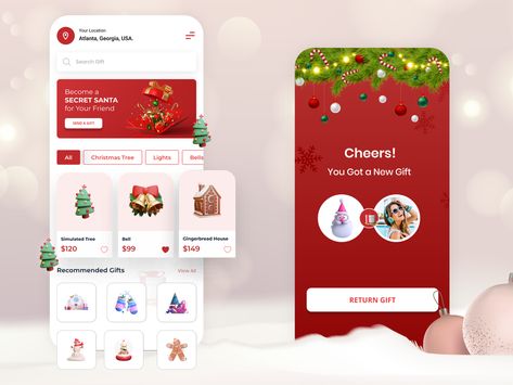 Secret Santa Generator & Online Gift Exchange App by Universal Stream Solution Secret Santa Generator, Santa Video, Website Mockup, Christmas Apps, Mobile Ui Design, Mobile App Ui, Online Gift, App Ui Design, What's App