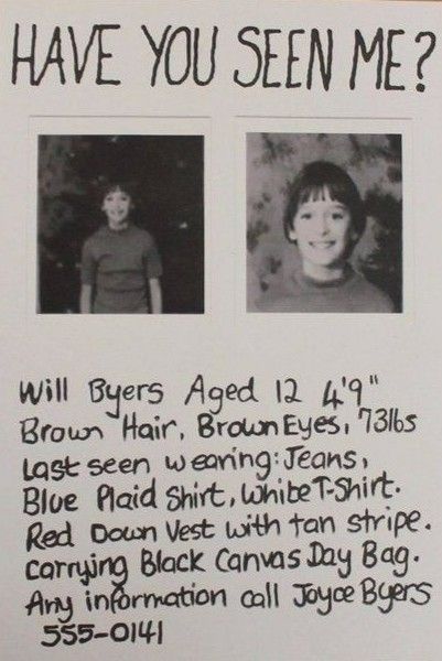 Will Byers Missing Poster, Missing Poster, El Stranger Things, Crochet Cat Toys, Joyce Byers, To My Future Wife, Stranger Things Poster, Stranger Things Art, Blue Plaid Shirt