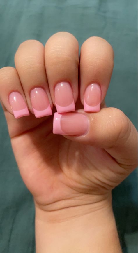 Nail Ideas For 10-11, Nail Ideas For 11 Yr, Nail Inspo Beginner, Short Nails For Beginners, Beginner Nails, White Tip Acrylic Nails, Kids Nail Designs, Kitty Nails, Baby Pink Nails