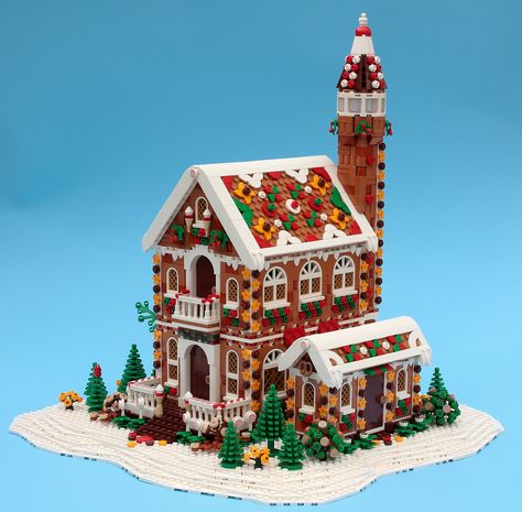 Gingerbread House Minecraft, Minecraft Gingerbread House, Lego Gingerbread House, Lego Winter Village, Easy Lego Creations, Lego Winter, Lego Christmas, Minecraft Christmas, Amazing Lego Creations