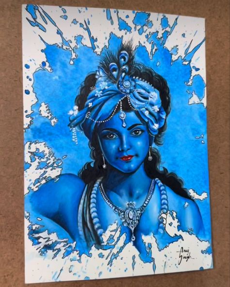 Krishna Full Body Drawing, Lord Krishna Drawing, Canvas Art Painting Acrylic, Ganesh Art Paintings, Krishna Drawing, Indian Art Gallery, Color Drawing Art, Pencil Sketch Images, Canvas Art Projects