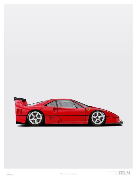 Ferrari F40 Painting, Ferrari F40 Drawing, Ferrari Illustration, Ferrari F40 Poster, 2023 Mclaren, Cars Mclaren, Cool Car Stickers, Side View Drawing, Ferrari 328