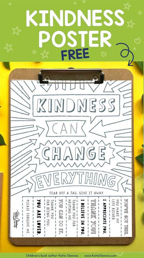 Looking for a meaningful Christmas activity for your family? This free Christmas Kindness Poster is a fun printable download for bored kids. Teach your kids kindness as your kids color it and tear off tags with random acts of kindness. It's a lovely decoration and a heartwarming way to encourage giving in your community. Get the free PDF kindness poster now! Kindness Tear Off Sheet, Free Random Acts Of Kindness Ideas, Kindness Art Projects For Kids, Poster Free Printable, Kindness Coloring Pages, Letter Template For Kids, Conversation Ideas, Kindness Poster, Kindness Activity