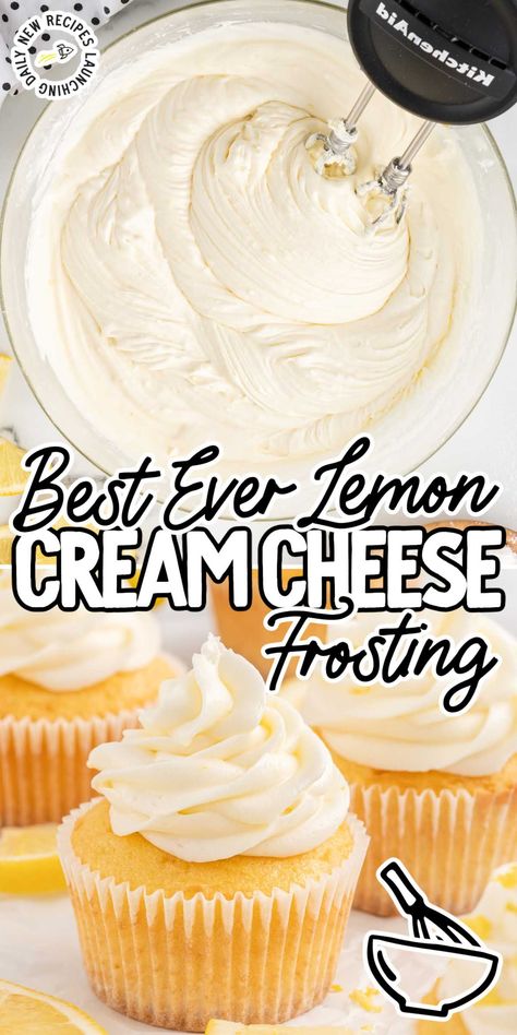 Elevate your desserts with the tangy and creamy perfection of lemon cream cheese frosting. Frosting Recipes Easy, Lemon Cream Cheese Frosting, Lemon Cream Cheese, Lemon Frosting, Cake Frosting Recipe, Homemade Frosting, Lemon Dessert Recipes, Frosting Recipe, Cream Cheese Recipes