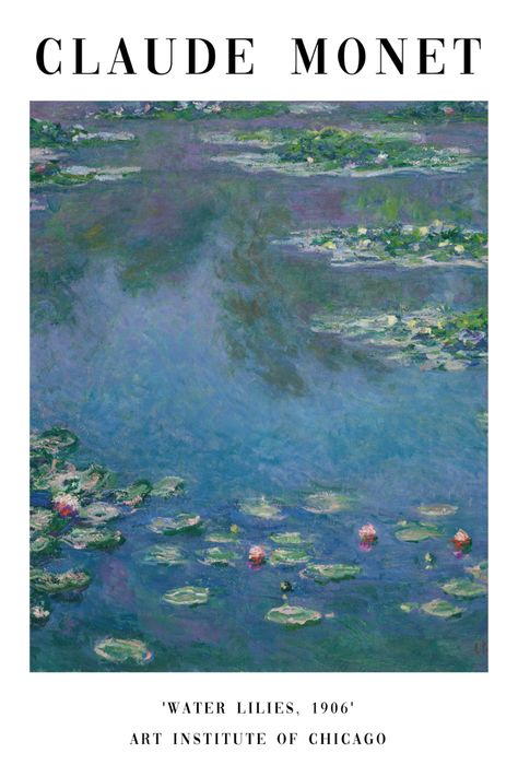 Van Gogh Prints, Claude Monet Water Lilies, Monet Poster, Simple Collage, Claude Monet Paintings, Claude Monet Art, Monet Water Lilies, Monet Art, Vintage Poster Design