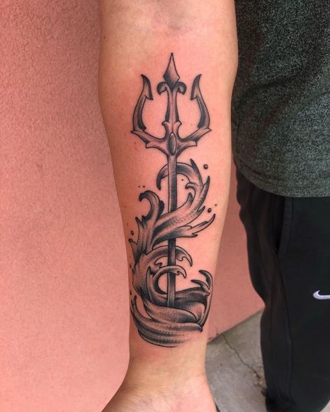 Trident Tattoos, Trident Tattoo, Symbol Of Creation, Tattoos Arm, Aquarius Tattoo, Tattoo Themes, Om Tattoo, Sketch Tattoo Design, Greek Tattoos