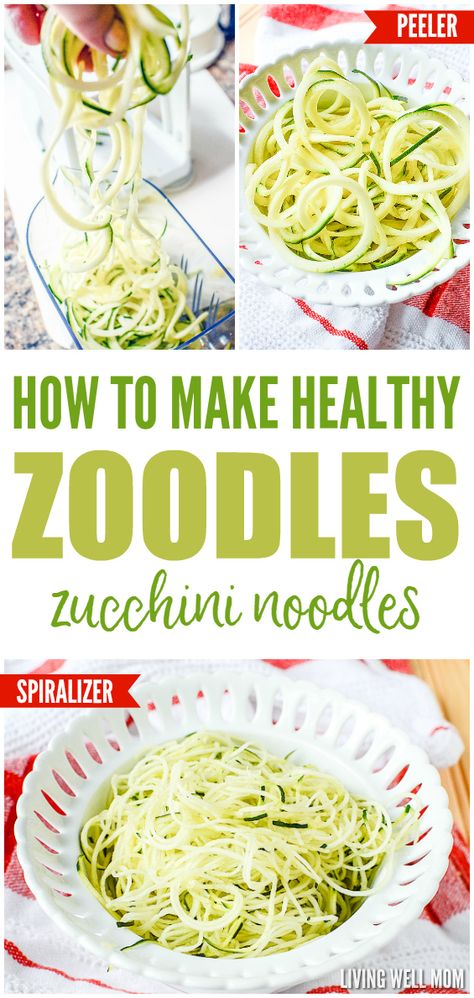 On a grain-free diet or simply trying to eat better? You won’t believe how easy these Zoodles (Zucchini Noodles) are to make! Find out how to make them with a basic peeler OR spiralizer and you’ll see just how delicious these healthy “noodles” are! How To Make Zoodles, Cooking Zoodles, Zucchini Zoodles, Bake Salmon, Healthy Noodles, Zucchini Noodle, Grain Free Diet, Pasta Alternative, Zoodle Recipes