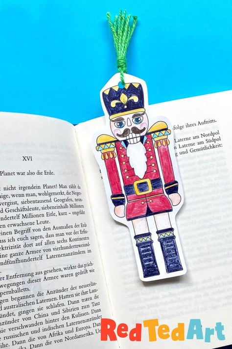 Free Printable Nutcracker Bookmark - Red Ted Art - Kids Crafts Christmas Coloring Pages Free Printable, Christmas Printables For Kids, Printable Nutcracker, Christmas Coloring Pages Free, Nutcracker Crafts, Paper Angels, Crafts By Season, Red Ted Art, Free Printable Crafts