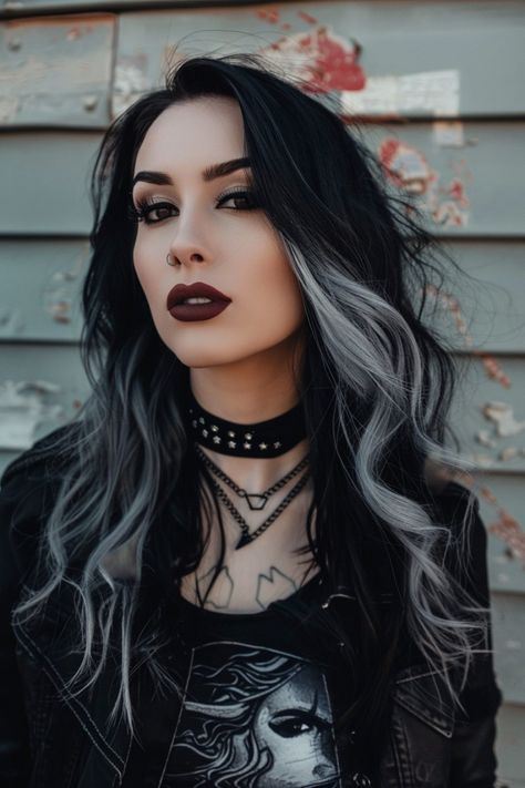 15 Stunning Jet Black Hair Color Ideas Black Hair Goth Aesthetic, Black And Color Hair, Jet Black Hair Color Ideas, Jet Black Hair Color, White And Black Hair, Black Hair Ideas, Black Hair Color Ideas, Black And Silver Hair, Spooky Hair