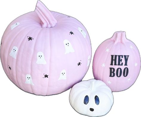 Girly Pumpkin, Halloween Pumpkin Painting, Aesthetic Pumpkin, Pumpkin Painting Ideas, Halloween Pumpkins Painted, Spooky Szn, Pumpkin Painting, Cute Diy, Pink Pumpkins