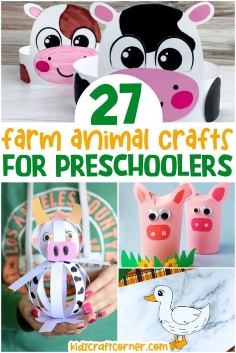 Farm Animal Crafts For Preschoolers, Animal Crafts For Preschoolers, Farm Theme Crafts, Farm Animals Preschool, Fun Activities For Preschoolers, Zoo Animal Crafts, Ocean Animal Crafts, Duck Crafts, Cow Craft