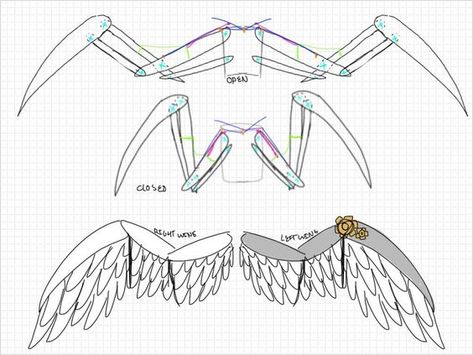 Wing Sketch, Articulating Wings, Wings Template, Articulated Wings, Wing Anatomy, Cosplay Wings, Diy Wings, Wings Drawing, Wings Art