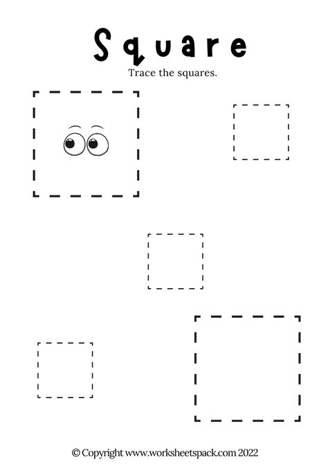 Free Square Tracing Worksheets PDF - Printable and Online Worksheets Pack Square Shape Worksheets For Preschool, Tracing Circles Free Printable, Square Worksheet, Trace Square Worksheet, Tracing Triangles Worksheet, Trace Rectangle Worksheet, Segmenting Activities, Small Alphabet Letters, Completing The Square