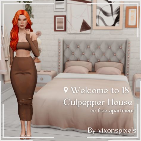 18 Culpepper House | Apartment Download | Patreon Sims 4 Apartment Download, Culpepper House, Sims 4 Family House, Soft Pink Aesthetic, Sims 4 Content, Sims 4 Family, Girly Apartments, Free Sims 4, The Sims 4 Packs