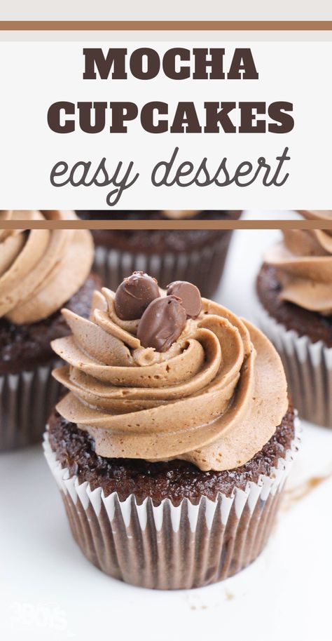 This Mocha Espresso Cupcakes Recipe has so much flavor! If you're a fan of chocolate and espresso, you're not going to want to miss this! Coconut Cupcake Recipes, Espresso Cupcakes, Lemon Cupcake Recipe, Cake Mix Cupcakes, Mocha Frosting, Chocolate Covered Espresso Beans, Mocha Cupcakes, Coffee Cupcakes, Cupcake Recipes Chocolate