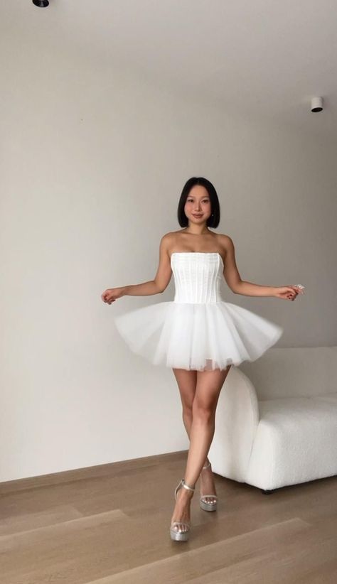 Coquette Ballet, Outfit Coquette, Short Homecoming Dresses, Princess Core, Ballet Core, Bridal Outfit, White Corset, Corset Mini Dress, Dress Tulle