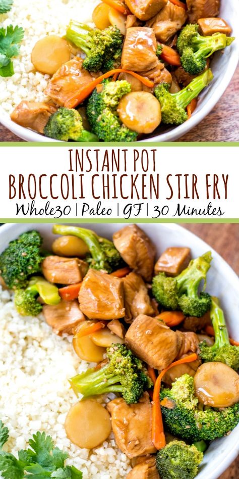 Instapot Stir Fry Chicken And Rice, Broccoli Chicken Stir Fry, Whole 30 Chicken Recipes, Whole30 Instant Pot, Instant Pot Broccoli, Chicken Broccoli Stir Fry, Heath Food, Broccoli Chicken, School Recipes