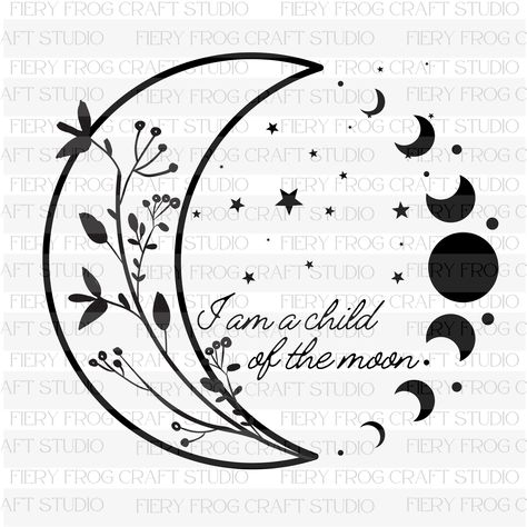 Moon Phase Drawing Simple, Moon Phases Henna, Moon Phase Outline, Stay Wild Moon Child Tattoo, Moon Phase Clip Art, Moon Phase Svg Free, Celestial Art Svg, Couple Sketch, Boho Moon