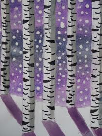 Trees In Winter, Winter Art Lesson, Birch Tree Art, Birch Tree Painting, Winter Art Projects, 6th Grade Art, 4th Grade Art, 3rd Grade Art, Classroom Art Projects