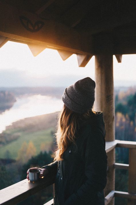 Balcony, A Woman, Forest