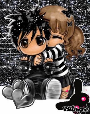 2009 Emo, Emo Love Cartoon, Amor Emo, Hug Cartoon, Emo Couples, Emo Love, Cute Goth, Emo Art, Emo Wallpaper