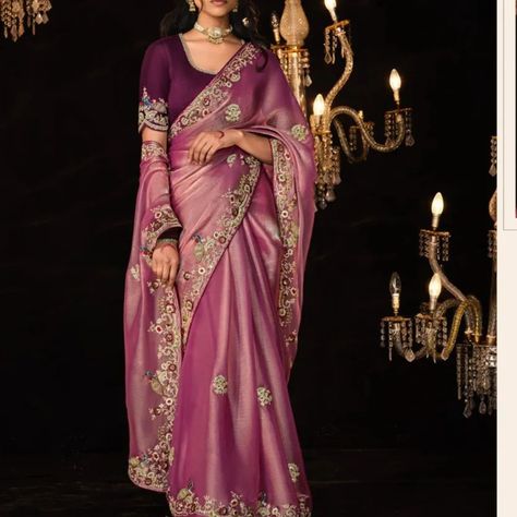 "Embrace the elegance of pink! 💖 Step into the spotlight with this stunning pink saree, radiating grace and sophistication. Whether it's a festive celebration or a special occasion, this saree is your perfect style statement. Let the vibrant hue of pink reflect your inner beauty and confidence. . . . Shop Now : www.mohifashion.com . . .. . . . .#sareelove #iwearsaree #sareecollection #silksaree #elitesaree #fancysaree #blousedesign #sareeonline #sareeblouse #sareenotsorry #sareelover #sareein... Onion Pink Saree, Pink Sequin Saree, Shimmer Saree, Onion Pink, Wedding Sarees Online, Designer Sarees Wedding, Sequin Saree, Delicate Embroidery, Half Sleeve Blouse