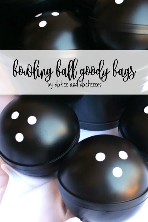 Turn party favor candy containers into adorable bowling balls that make perfect bowling ball goody bags for a bowling party! Bowling Theme Party Favors, 18th Birthday Bowling Party, Bowling Awards Funny, Bowling Banquet Ideas, Birthday Party Bowling, Bowling Party Favors Goody Bags, Bowling Bday Party, Kids Bowling Party Ideas, Girls Bowling Birthday Party Ideas