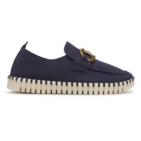 PRICES MAY VARY. Durable microfiber upper material Soft textile lining for comfort Textile lined footbed for cushioning Convenient slip on casual loafer design Durable rubber sole for grip and traction Ilse Jacobsen Womens Tulip 3874 Textile Navy Shoes 7 US