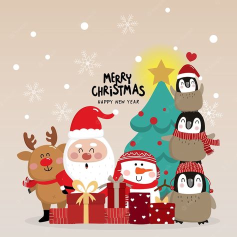 Tarjeta de felicitación de navidad con santa | Vector Premium Holiday Cartoon, Gift Vector, Happy Merry Christmas, Merry Christmas Images, Happy New Year Greetings, Merry Happy, Merry Christmas Wishes, 카드 디자인, New Year Greeting Cards