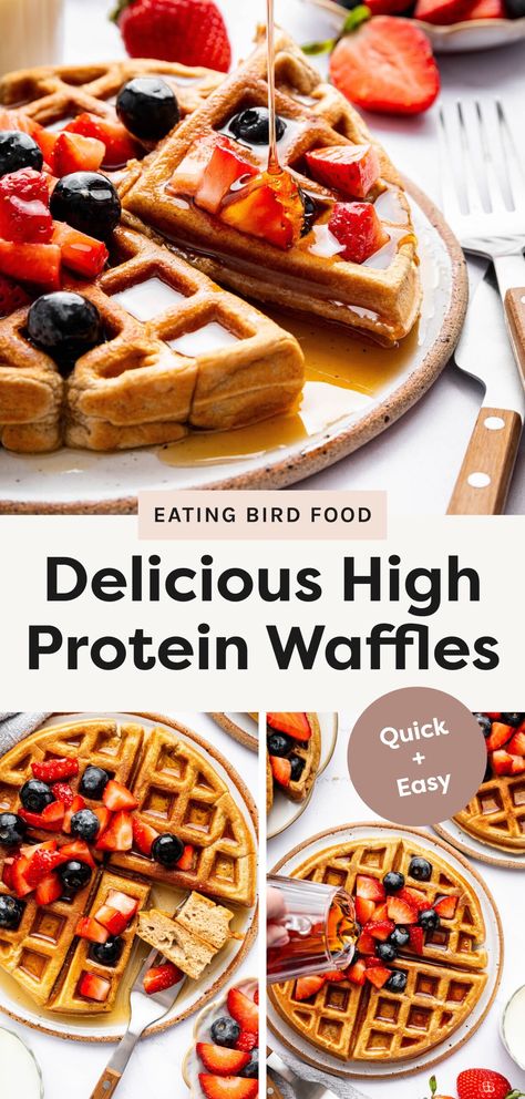 These easy, high protein waffles are fluffy on the inside, crisp on the outside, and packed with over 50 grams of protein in the full recipe. They're so delicious you’ll never make waffles any other way again! Clean Eating Waffles, High Protein Waffle Recipe, High Protein Waffles, Protein Waffle Recipe, 50 Grams Of Protein, Waffles Healthy, Best Healthy Meals, Make Waffles, Sports Snacks