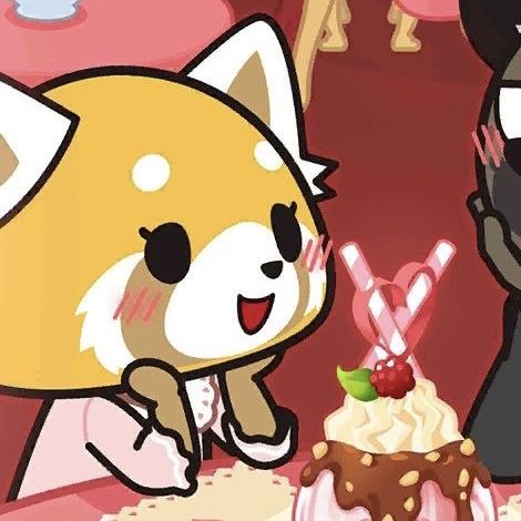 Haida And Retsuko, Aggretsuko Retsuko, Cat Poses, Comedy Pictures, Cartoon Pfp, Spiderman Art Sketch, Matching Profile, Cat Pose, Japanese Characters