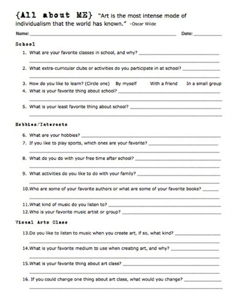 You can click below to download a PDF of a sample student inventory I created for my middle school students. Student Survey High School, Student Interest Survey High School, Interest Survey High School, Interest Inventory High School, Student Information Sheet High School, High School Worksheets, Student Info Sheet, Student Interest Survey, Interest Inventory