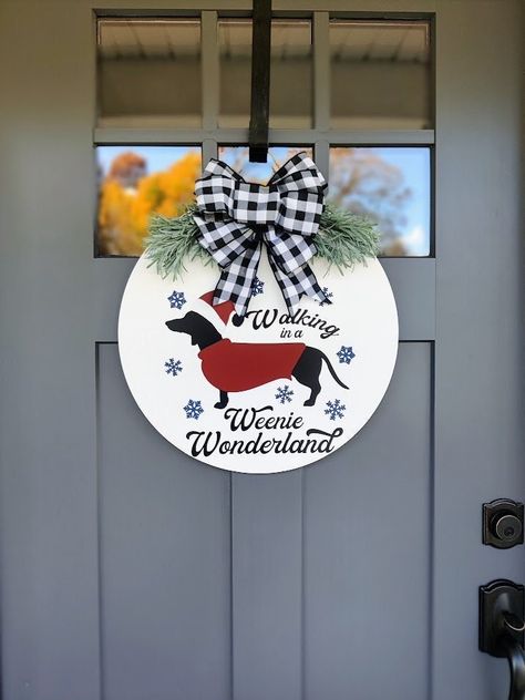 Excited to share the latest addition to my #etsy shop: Christmas Front Door Decor | Christmas Wreath | Weenie Wonderland | Dog Christmas Decor | Merry Christmas | Home Decor | Dachshund Sign https://etsy.me/3UaNMod Front Door Decor Christmas, Christmas Front Door Decor, Door Decor Christmas, Christmas Front Door, Front Door Christmas Decorations, Dog Wreath, Handmade Wood Signs, Christmas Front Doors, Dog Door