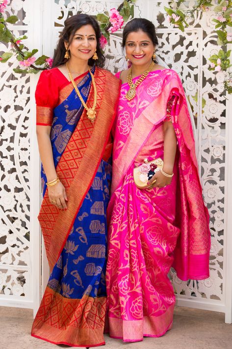 Multicolor Pre-draped Saree With Traditional Patterns For Puja, Bollywood Style Handloom Pre-draped Paithani Silk Saree, Traditional Pre-draped Orange Saree For Puja, Festival Banarasi Silk Pre-draped Saree For Puja, Orange Handloom Pre-draped Saree For Puja, Silk Sarees Online Shopping, Saree Blouse Neck Designs, Sari Blouse Designs, Silk Saree Blouse Designs