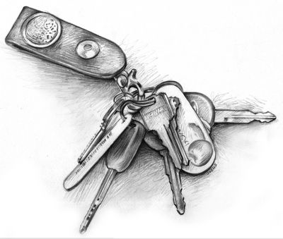 Keys Drawing Lock And Key Drawing Sketches, Household Items Drawing, Keys Drawing Simple, Key Whole Drawings, Gcse Lock, Locke And Key Keys Drawing, Key Bullet Journal, Key Drawings, Mini Sketchbook