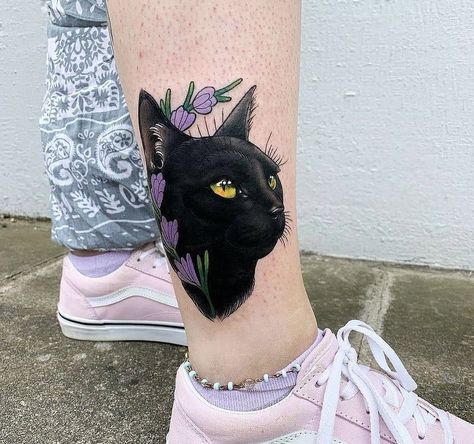 Cat Face Tattoos, Cat Paw Tattoos, Cat And Dog Tattoo, Cat Portrait Tattoos, Cat Tattoo Simple, Wiccan Tattoos, Cute Cat Tattoo, Black Cat Tattoos, Cat Tattoos